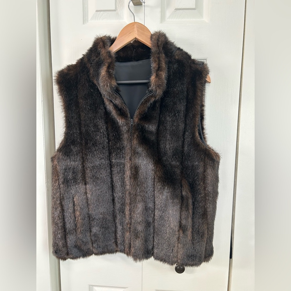 Women's Brown Faux Fur Vest